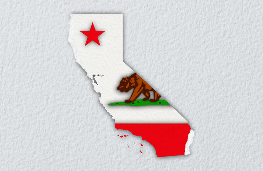 illustration of california on top of gray parchment background