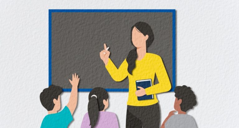 teacher asking the class a question