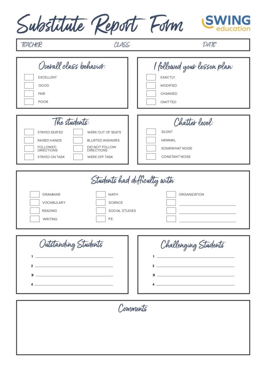 Notes From The Substitute Teacher Template