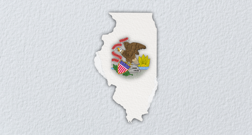 illustration of illinois on gray parchment