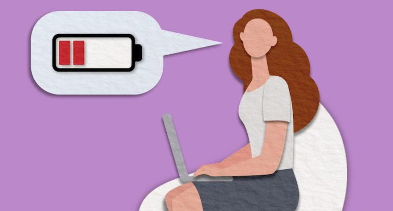 animated image of female teacher looking burnt out