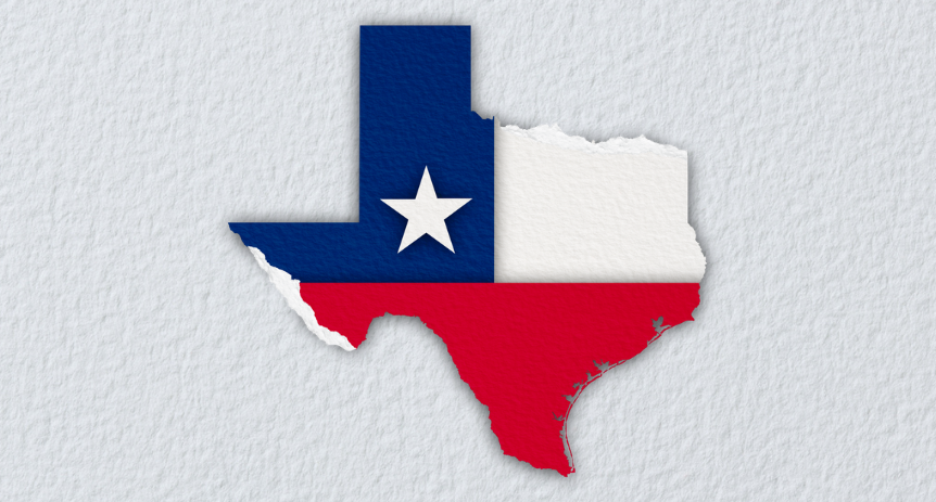 illustration of texas on top of blue parchment background