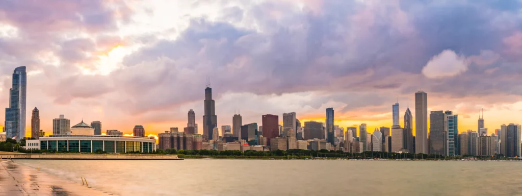 Skyline representing substitute teaching requirements in Illinois.