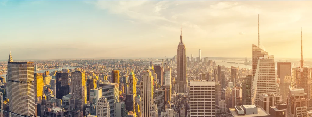 Skyline representing substitute teaching requirements in New York.