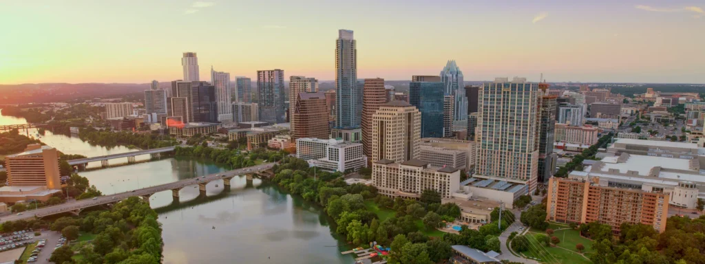 Skyline representing substitute teaching requirements in Texas.