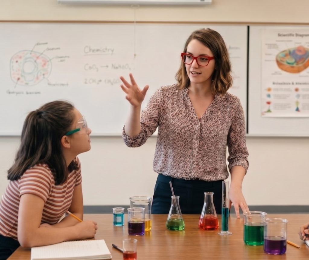 Day-to-day substitute teacher in middle school classroom